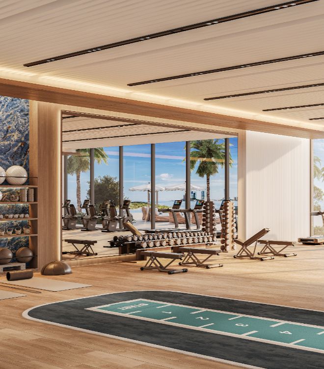 State-of-the-art fitness centre at Radisson Residences Al Reem Island Abu Dhabi with modern training equipment