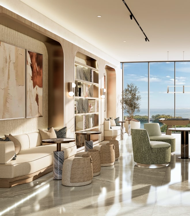 Resident lounge at Radisson Residences Al Reem Island Abu Dhabi offering shared social and leisure spaces