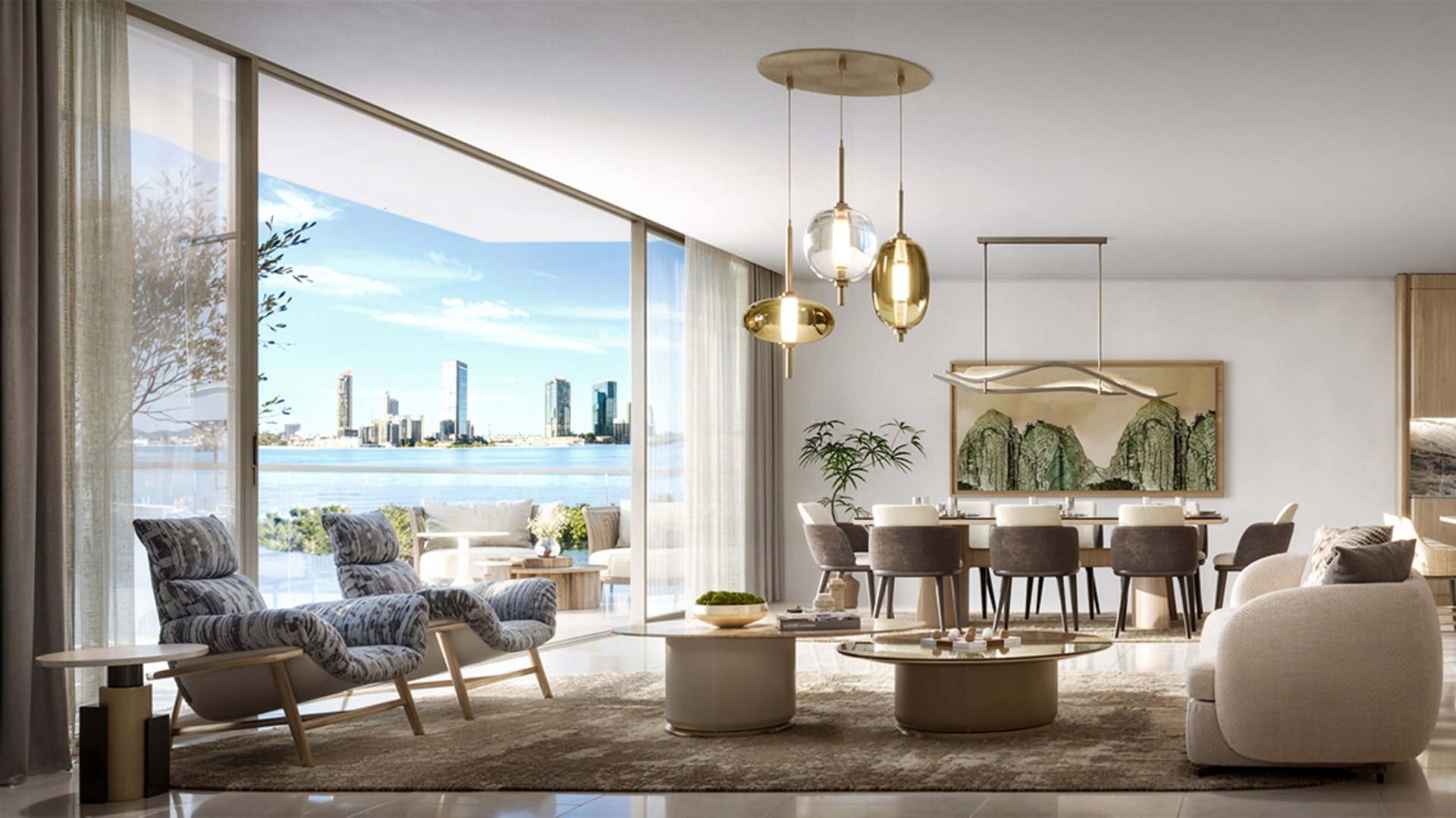 Townhouse living and dining space at Radisson Residences Al Reem Island Abu Dhabi with contemporary interiors